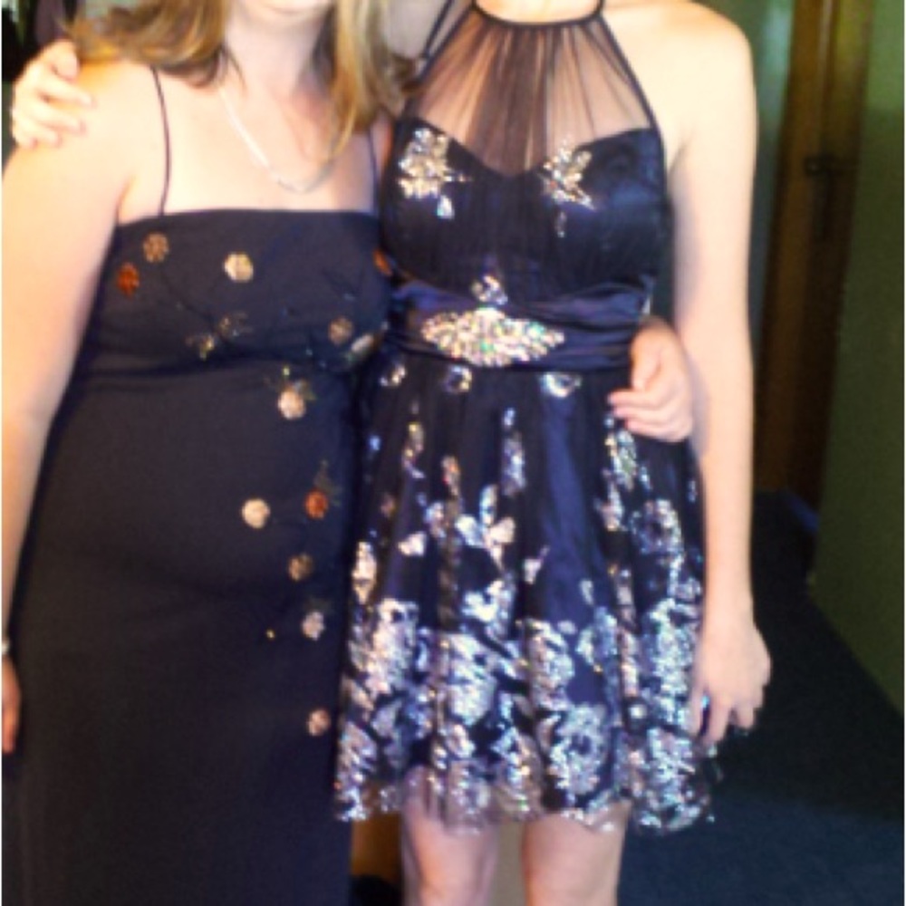 Deb short dress Size 3/4 black and silver